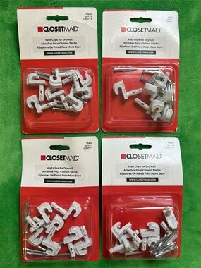 Closet Wall Clips for Drywall - 4 Packs